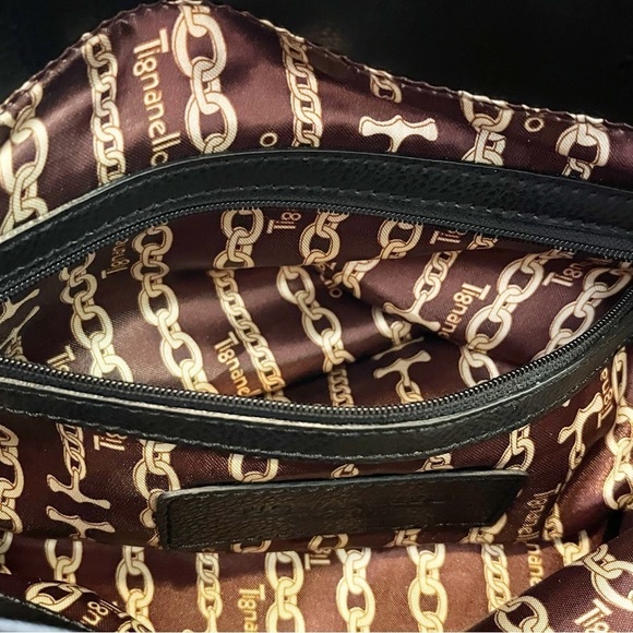 Tignanello Black Leather Shoulder Handbag Shoulder Classic Bucket Hobo NO STRAP - Picture 9 of 12